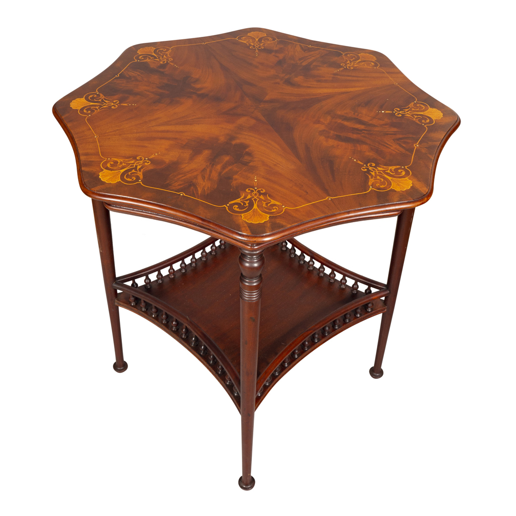 American Aesthetic Mahogany and Inlaid Table