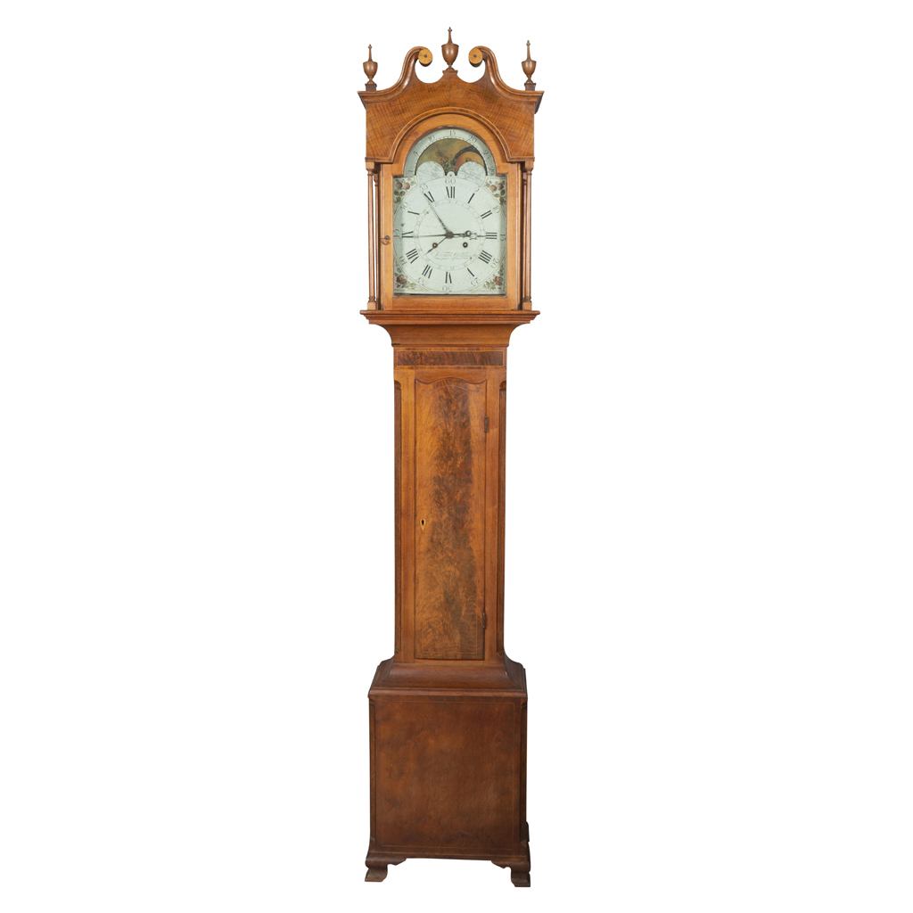 American Walnut Tall Case Clock By Solomon Gorgas