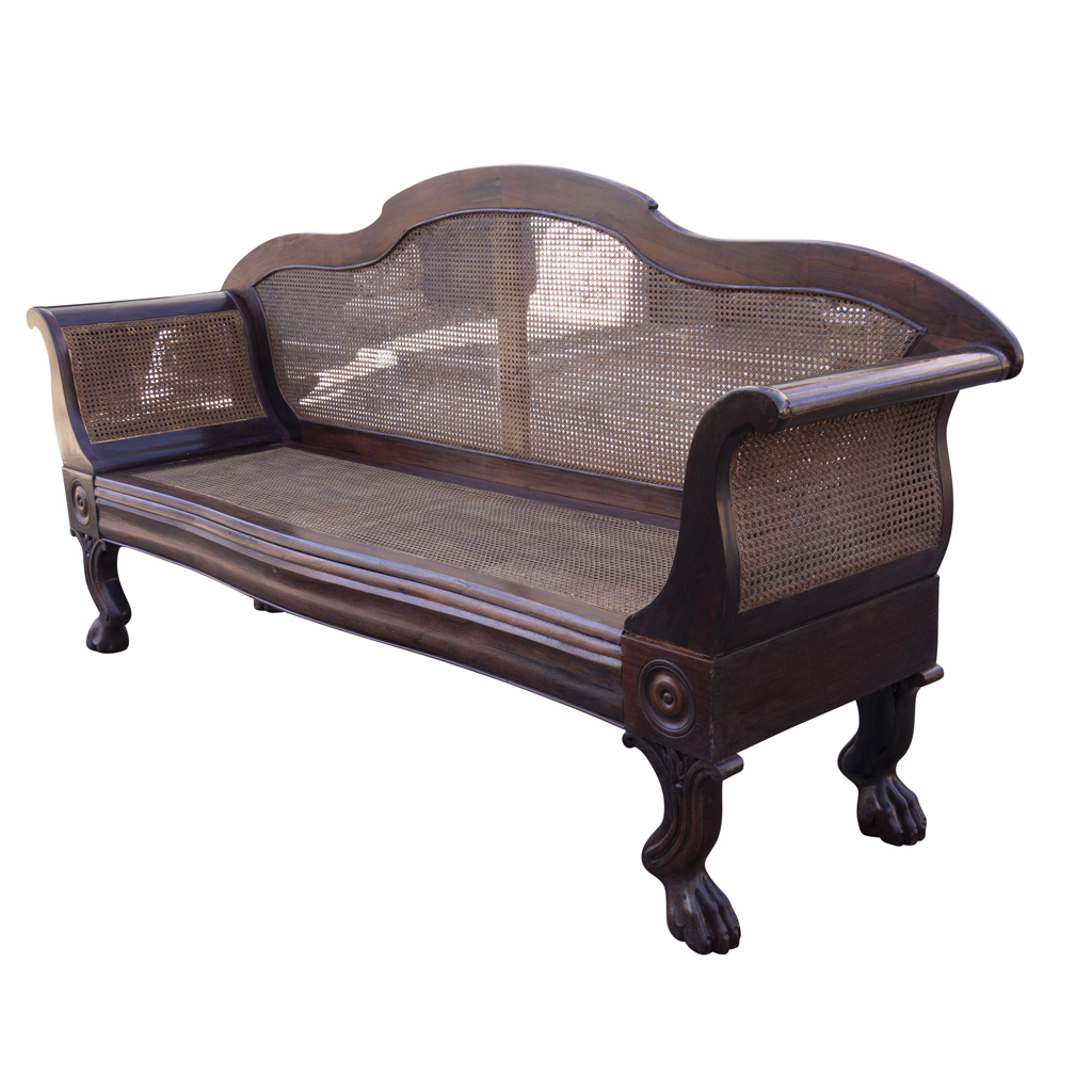 Anglo Indian Rosewood And Caned Settee