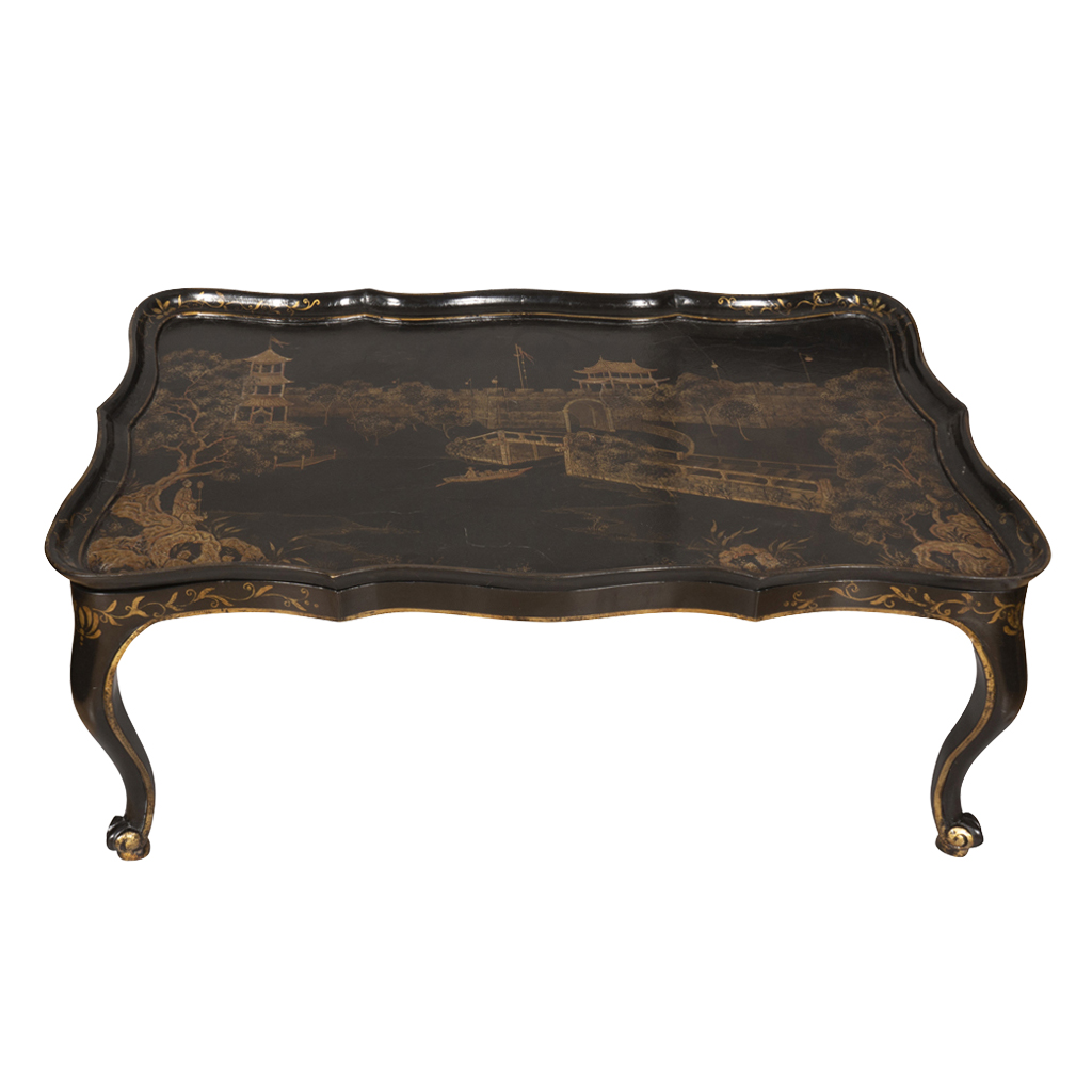 Chinoiserie Decorated Lacquer Coffee Table