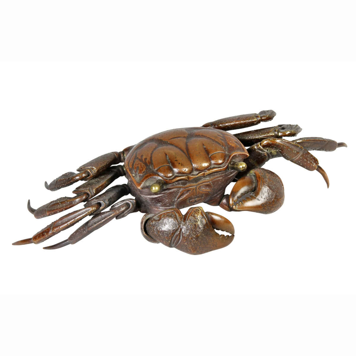 Japanese Meiji Articulated Bronze Crab. Wonderful patina and fully articulated. Purchased in London by previous owner.