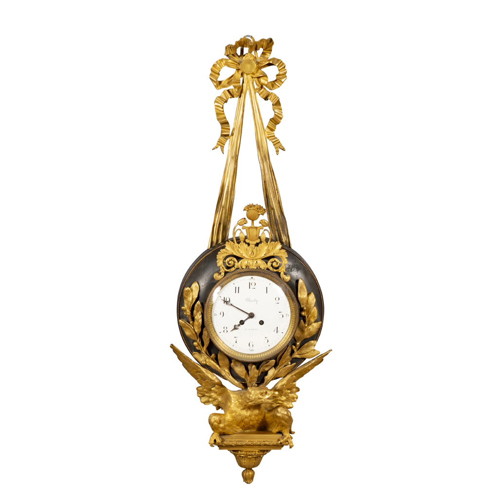 Empire Bronze and Ormolu Cartel Clock by Bailly