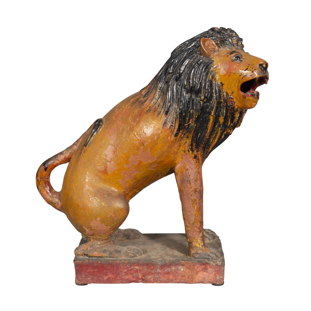 European Glazed Terracotta Figure of a Lion