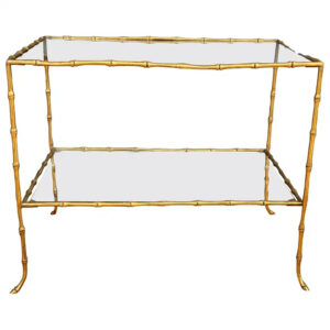 Faux Bamboo Brass Two-Tier Table Attributed to Maison Bagues