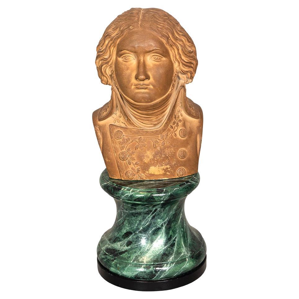 French Terracotta Bust Of An Officer-1