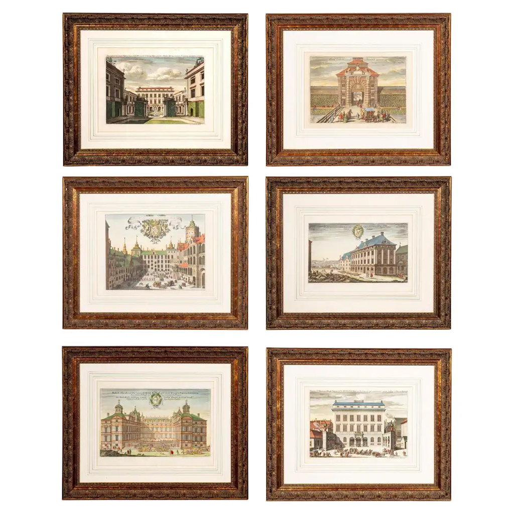 Hand Colored Engravings of Swedish Royal Residences