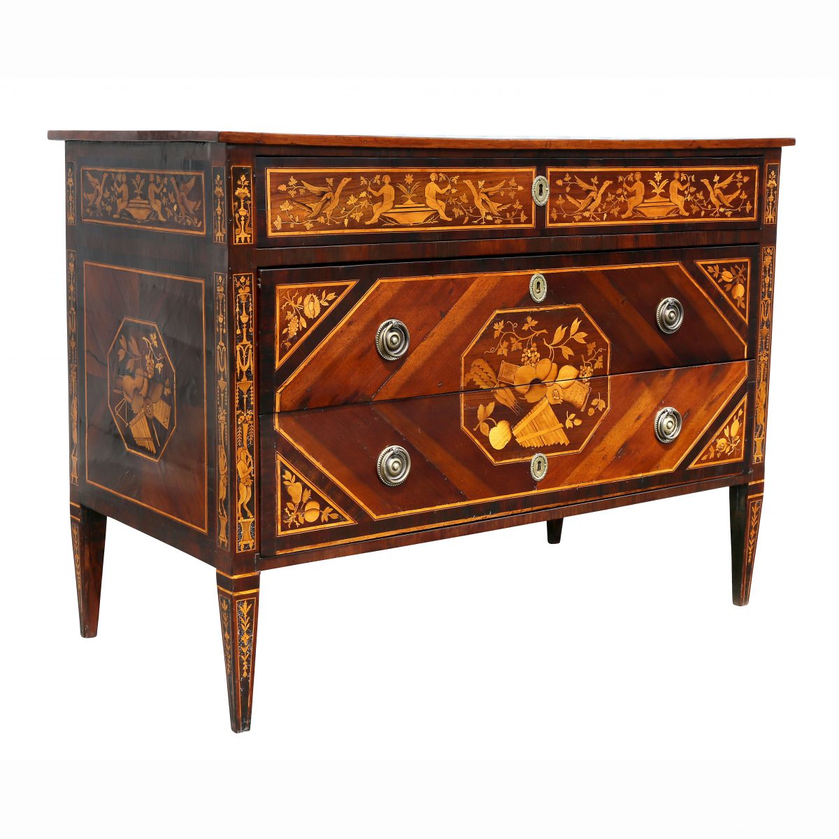 Italian Neoclassic Marquetry Inlaid Commode