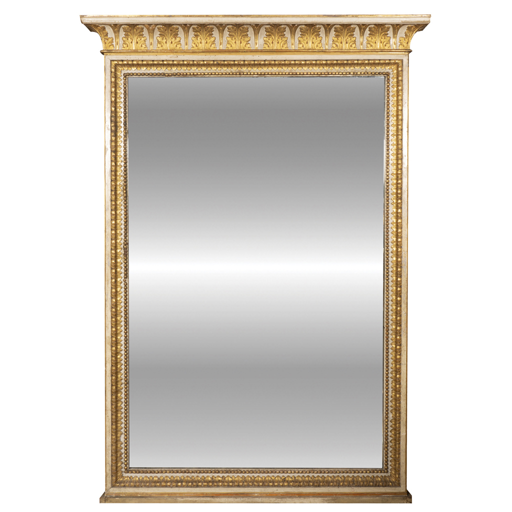 Large Louis XVI Creme Painted and Giltwood Mirror