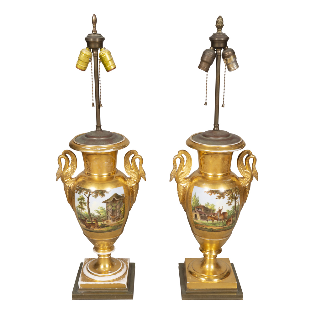 Pair Of Large Vieux Paris Porcelain Table Lamps