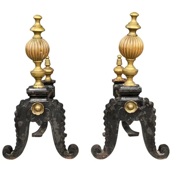 Pair of Classical Brass and Iron Tool Rests