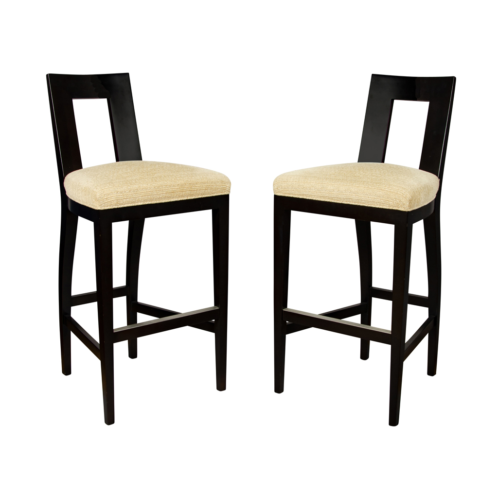 Pair of Donghia Ebonized Bar Chairs