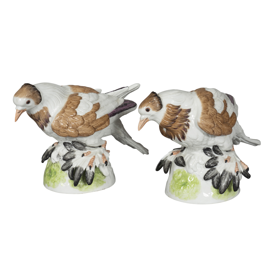 Pair of European Porcelain Common Pheasants