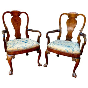 Pair of George II Style Walnut Armchairs