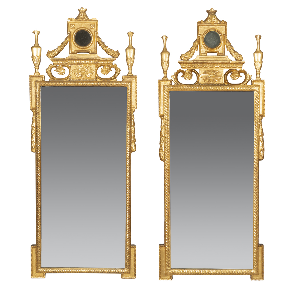 Pair of Italian Neoclassic Giltwood Mirrors