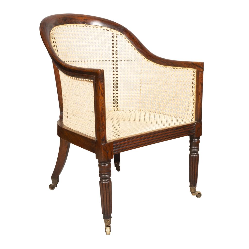 Regency Faux Rosewood Caned Bergere