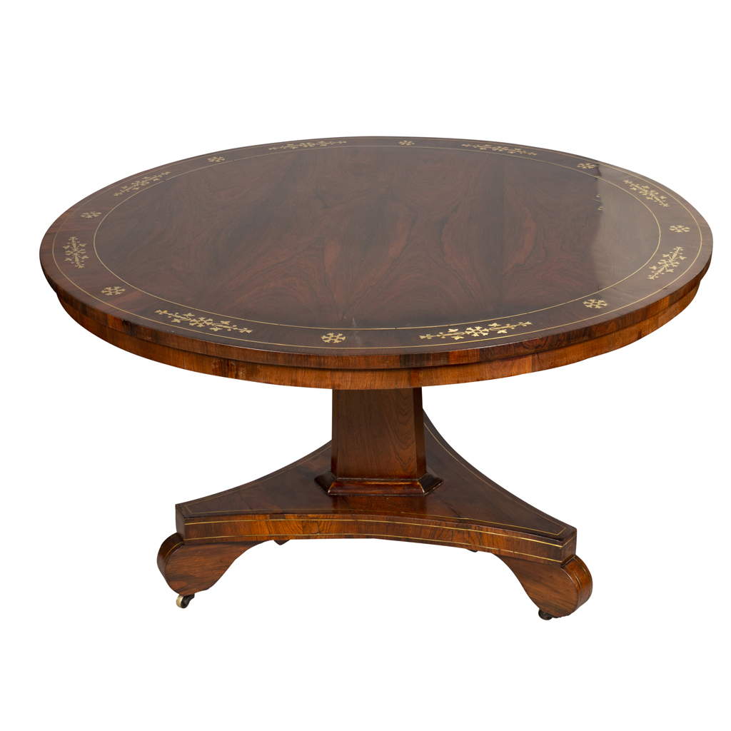 Regency Rosewood and Brass Inlaid Center Table