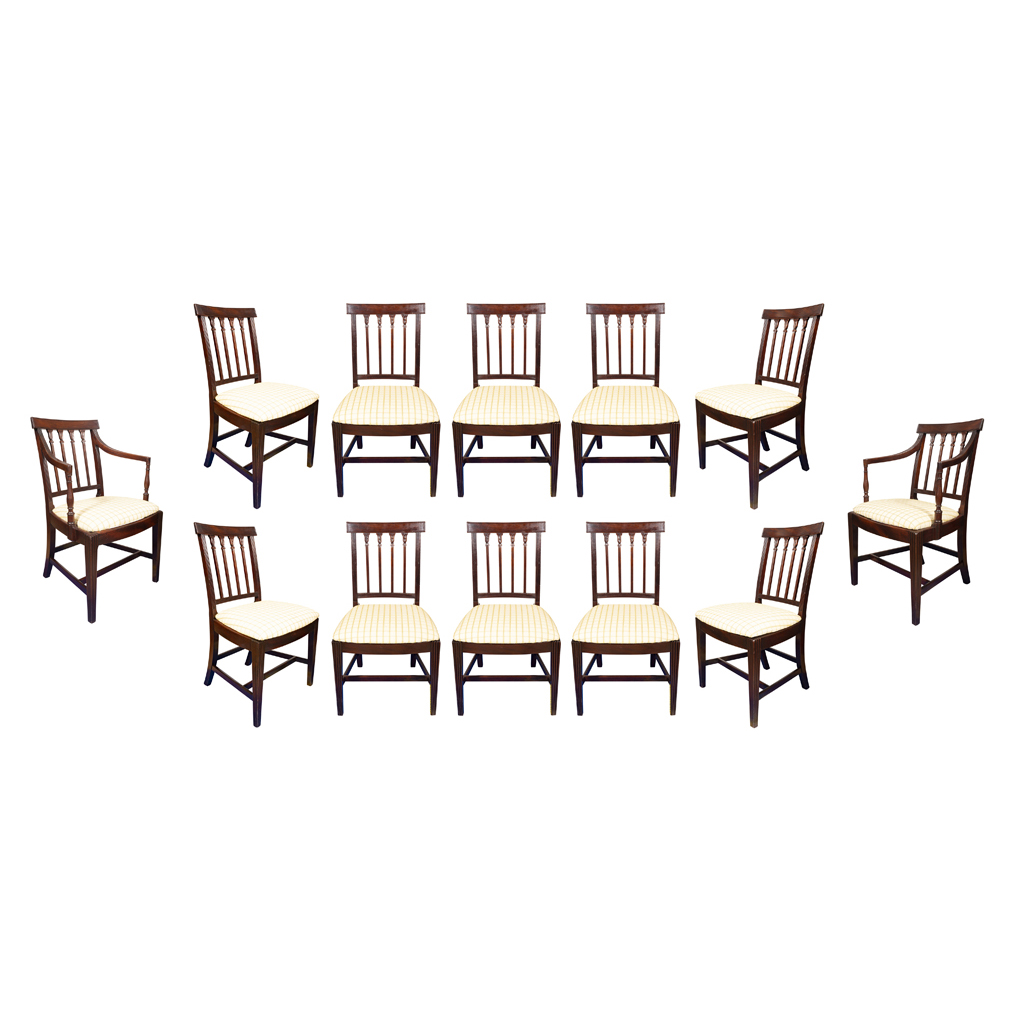 Set Of Twelve Regency Mahogany Dining Chairs