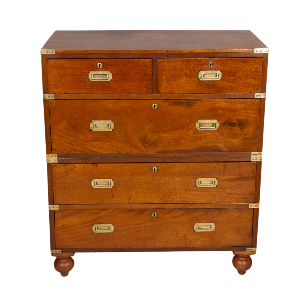 Victorian Mahogany and Brass Bound Campaign Chest