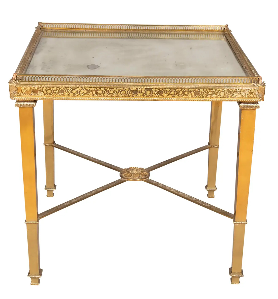 Vintage Brass and Mirrored End Table