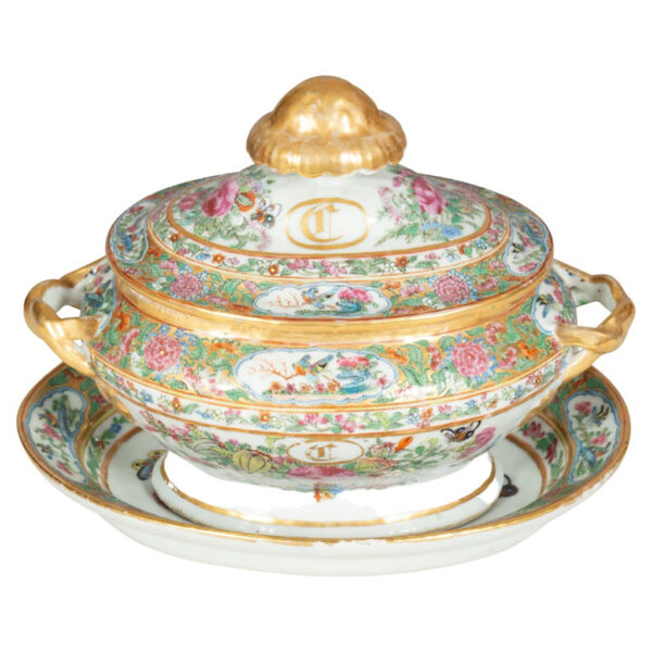 Chinese Export Famille Rose Porcelain Sauce Tureen And Underplate-LU838134666752-