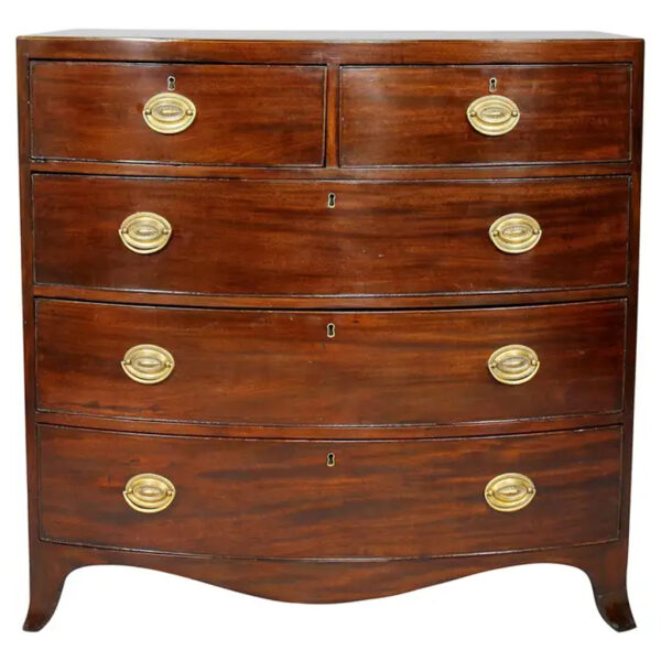 George III Mahogany and Inlaid Bowfront Chest of Drawers