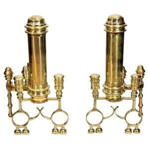 Pair of American Late Federal Brass Andirons
