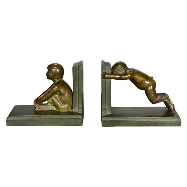 Pair of Art Deco Bronze Bookends by Paul Silvestre