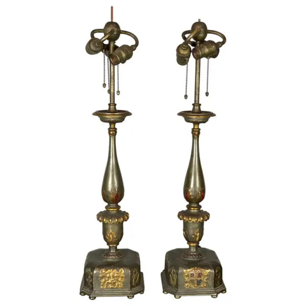 Pair of Caldwell Pewter and Bronze Table Lamps
