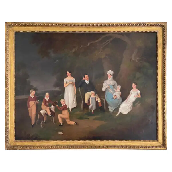 Regency Portrait " A Squire And His Family " Oil on Canvas