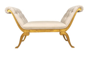 Neoclassic Style Giltwood and Upholstered Bench