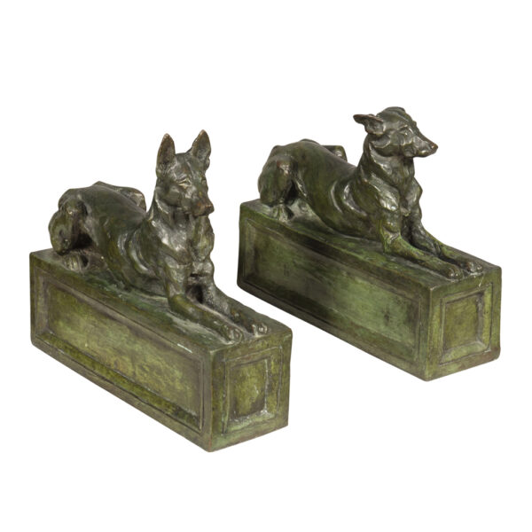Pair Of Bronze Dogs By F.B Godwin