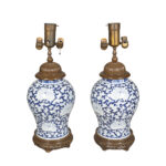 Pair Of Chinese Blue And White Porcelain Table Lamps