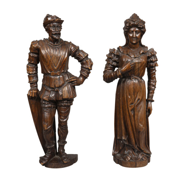 Pair Of European Carved Figures Of A Man And Woman