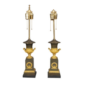 Pair Of Charles X Bronze and Ormolu Table Lamps