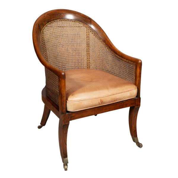 Regency Faux Rosewood Caned Bergere