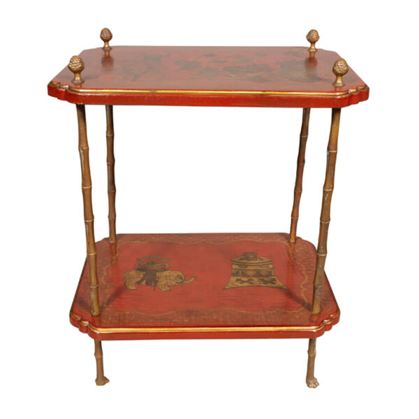 Bagues Style Red Japanned Two Tier Table
