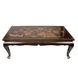 Chinese Black Lacquer and Chinoiserie Decorated Coffee Table