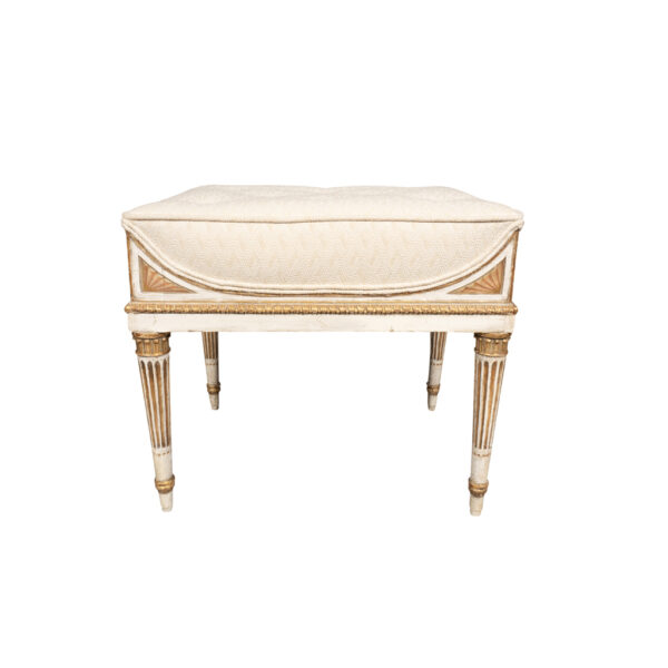 German Neoclassical Creme Painted and Giltwood Bench from Schloss Seelowitz