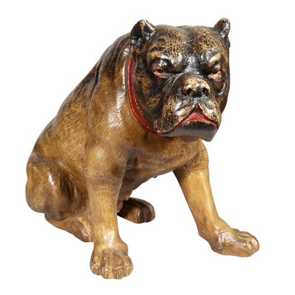 Painted And Carved Wood Bulldog