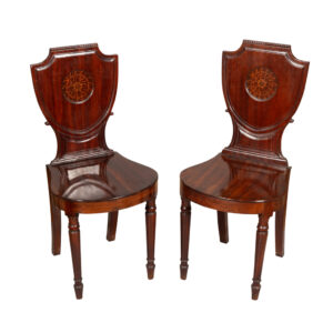 Pair Of Regency Mahogany Hall Chairs