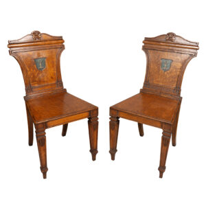 Pair Of Regency Oak Hall Chairs01