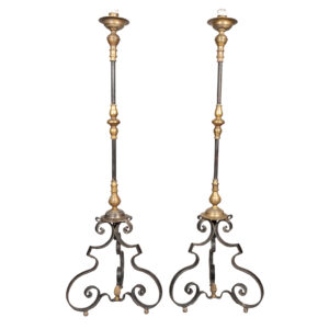Pair Of Wrought Iron and Bronze Torcheres