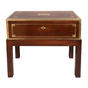 Regency Mahogany and Brass Inlaid Campaign Box on Stand