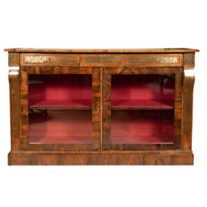 Regency Rosewood and Brass Inlaid Credenza/Bookcase