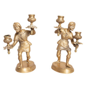 Pair Of Victorian Brass Figural Candlesticks