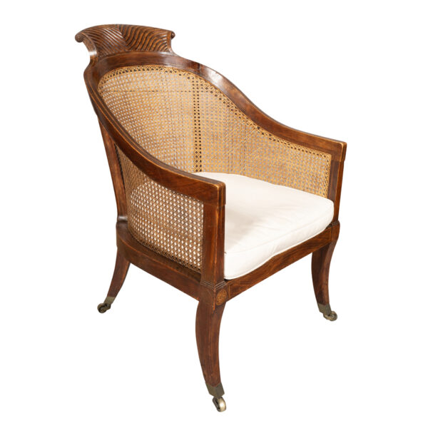 Regency Faux Rosewood Caned Tub Chair