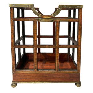Unusual Regency Rosewood and Brass Inlaid Bottle Caddy