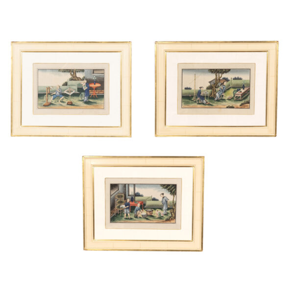 Three Framed Chinese Export Watercolors