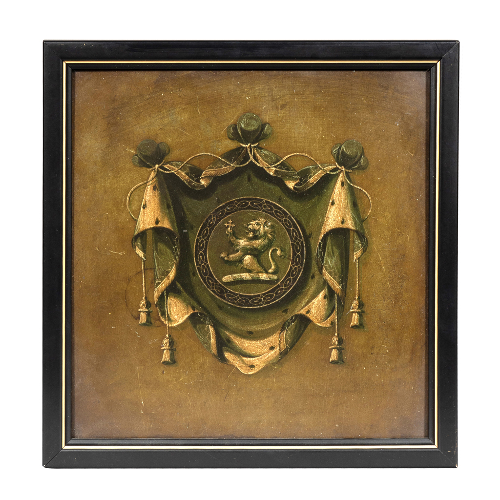 Framed British Painted Coat of Arms - David Neligan Antiques