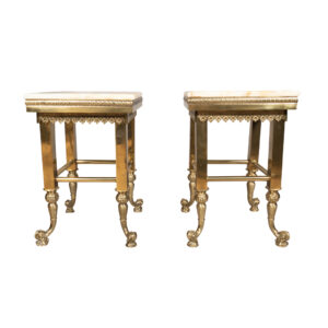 Pair Of American Aesthetic Brass and Onyx Tables
